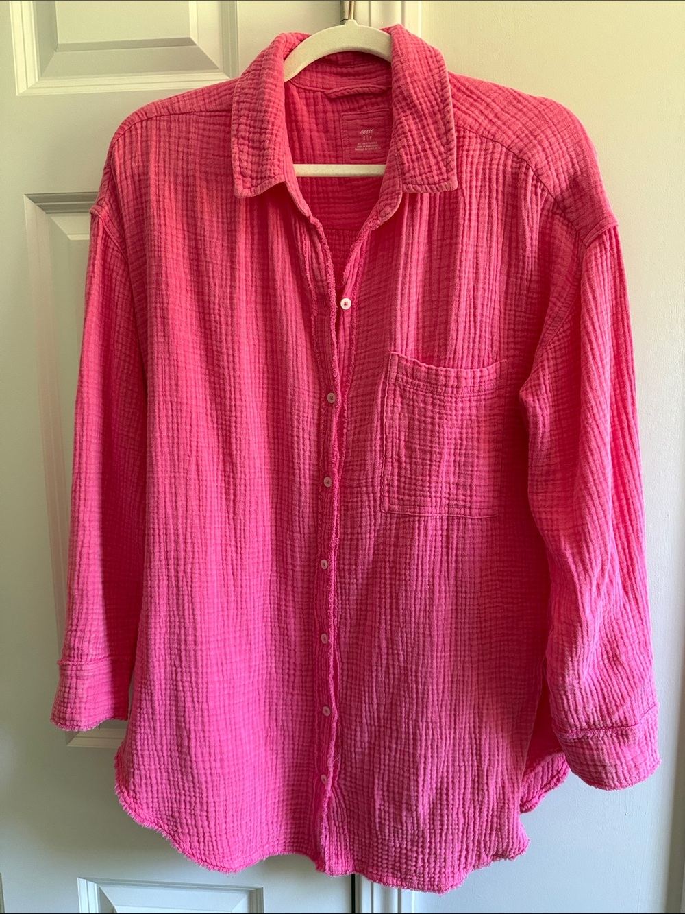 aerie Women's Button-Down Gauze Shirt - Pink